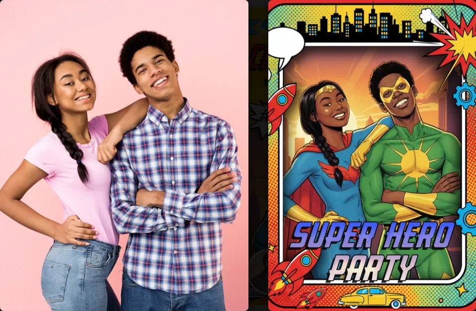 Antes y después: dos invitados convertidos en superhéroes de cómic