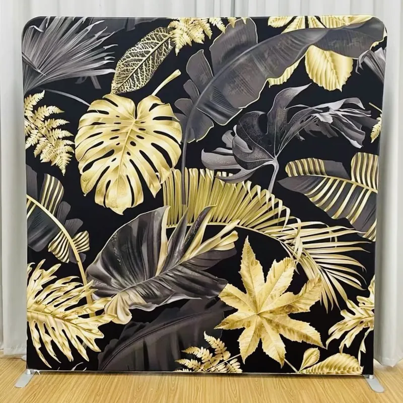 Fondo tropical negro y dorado para photobooth en Miami