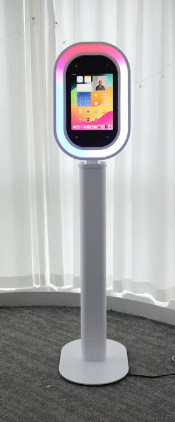 White open-air Digital iPad photo booth with a light ring