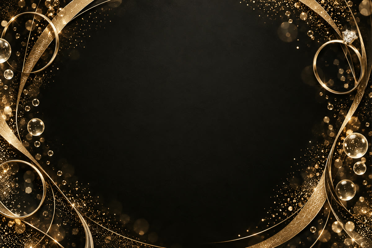 Diseño de fondo digital champaña en negro y dorado para un photobooth en Miami