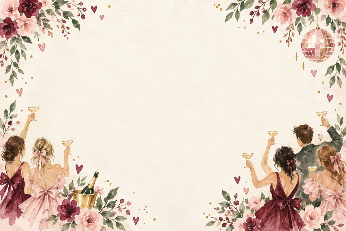 Diseño de fondo digital acuarela rosada para un photobooth en Miami