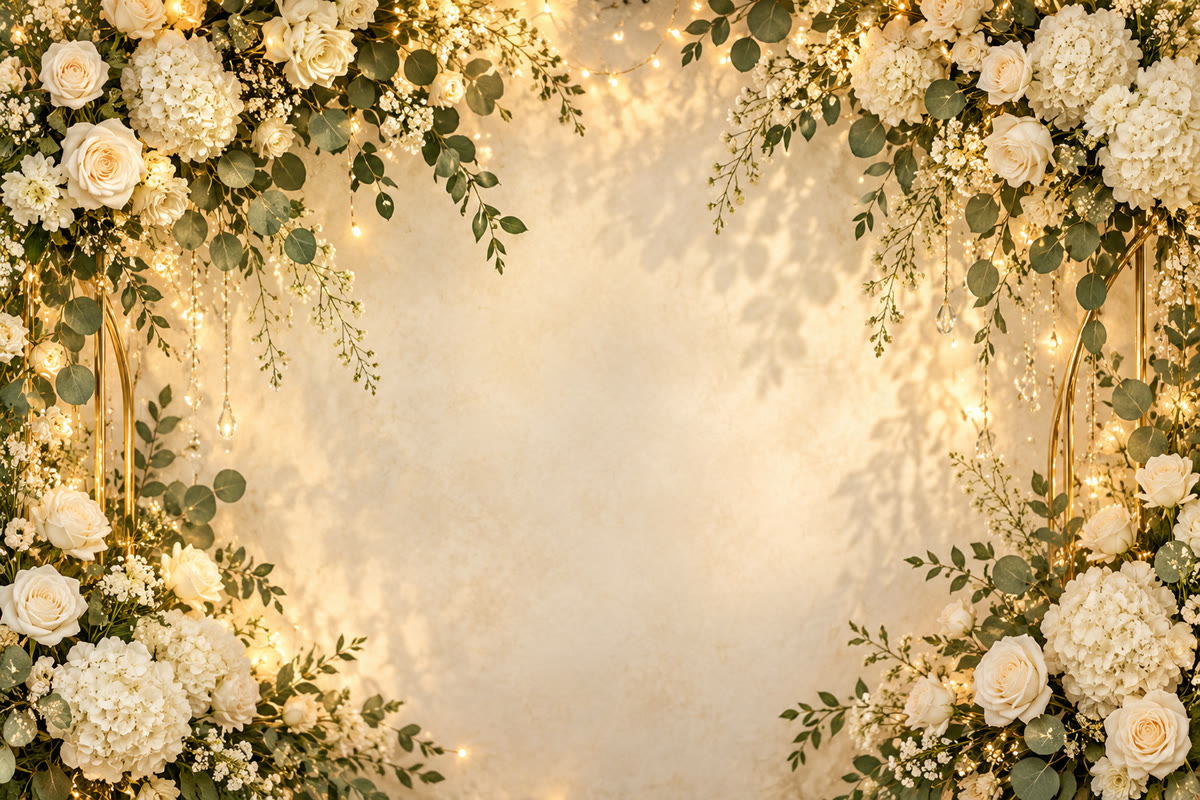 Champagne garden digital photo booth backdrop design for a Miami event