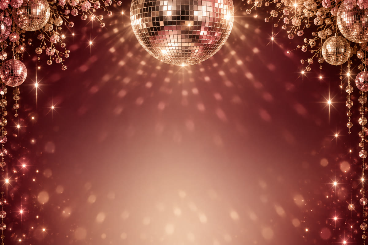 Disco party digital photo booth backdrop design for a Miami event
